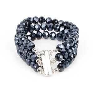 Elegant Blue Beaded Magnetic Closure Bracelet